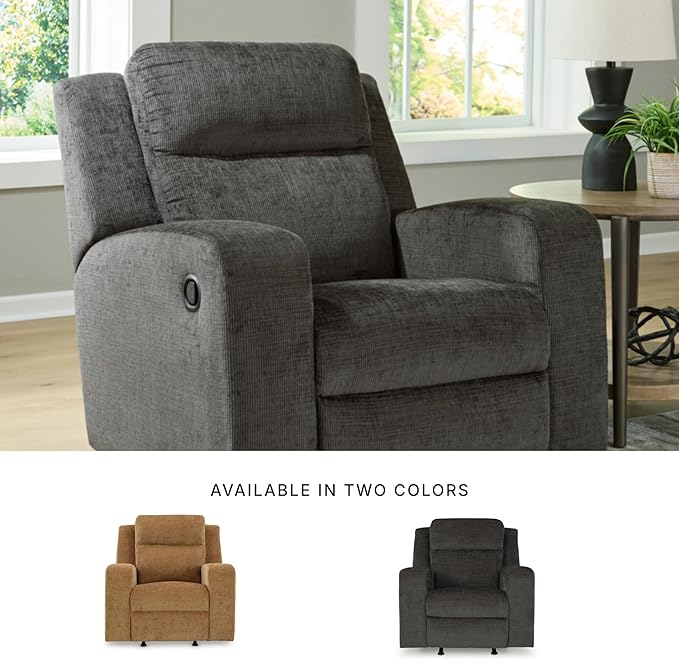 Signature Design by Ashley Kanlow Casual Manual Rocker Recliner with Track Arms, Gray
