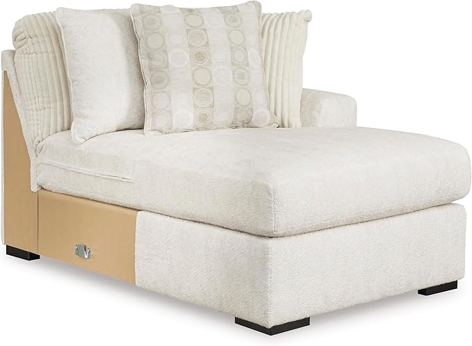 Signature Design by Ashley Chessington L-Shaped 2-Piece Sectional with Chaise, Reversible Cushions, 6 Accent Pillows, Fabric Upholstery, 120" W x 65" D x 40" H, White