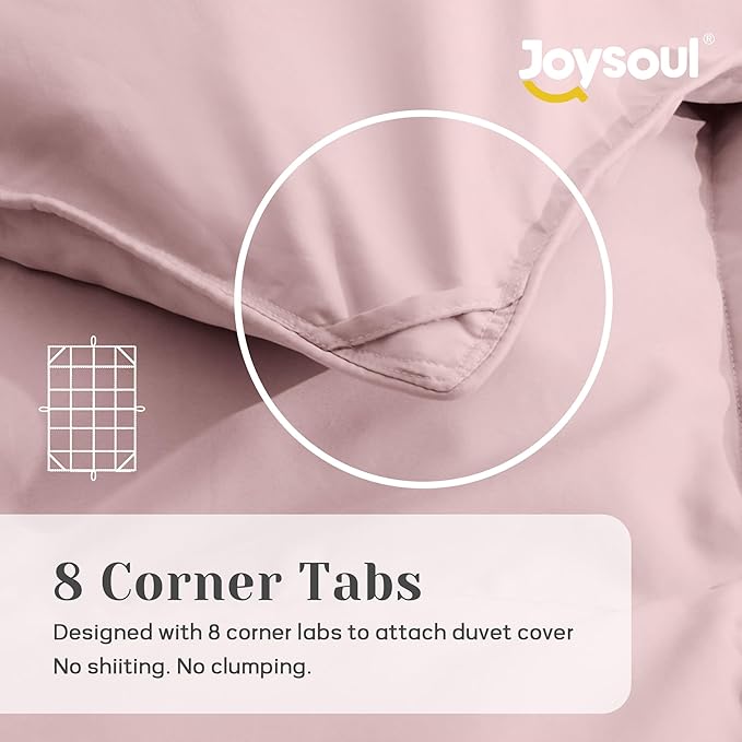 Joysoul Twin Size Down Comforter - All Season Ultra Soft Goose Down & Feather Fiber Fill, Luxury Hotel Pink Duvet Insert with Corner Tabs (68" X 88")