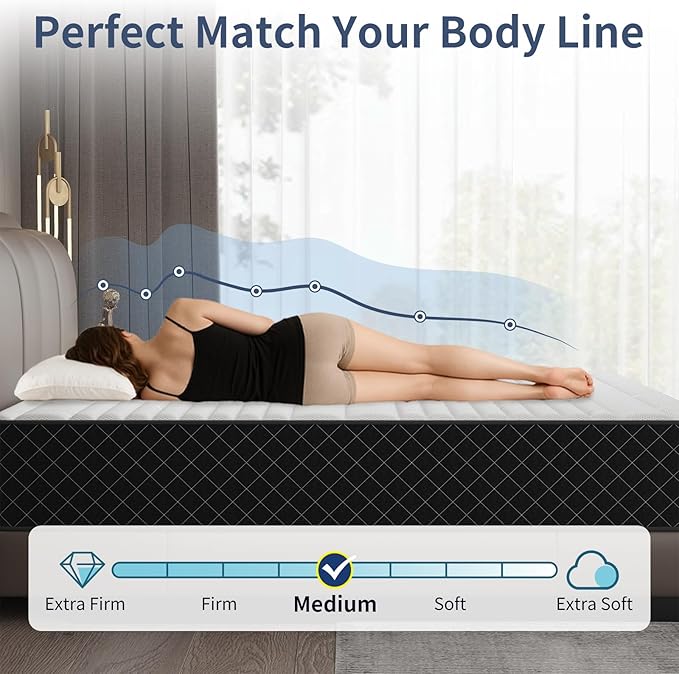 12 Inch Queen Mattress, Hybrid Mattress Queen Size with Breathable Foam and Pocket Springs, Medium Firm Memory Foam Mattress for Back Pain Relief, Mattress in a Box, 60×80×12 Inch