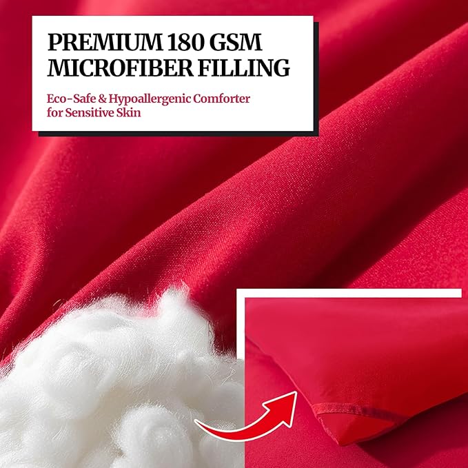 Duvet Insert Down Alternative Bedding Comforter King Size - All-Season Bedding - Lightweight & Machine Washable (Bright Red, King (U.S. Standard))