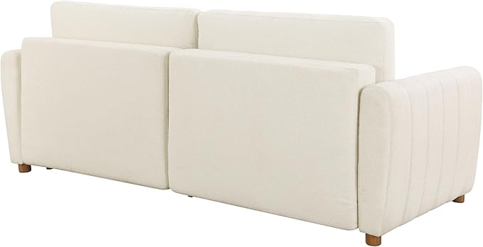 Serta Galway 91.7" Convertible Sleeper Sofa, Queen Size, Wall-Hugging Dreamglide Mechanism, Dreamcoil Comfort, Boucle Fabric, Ivory