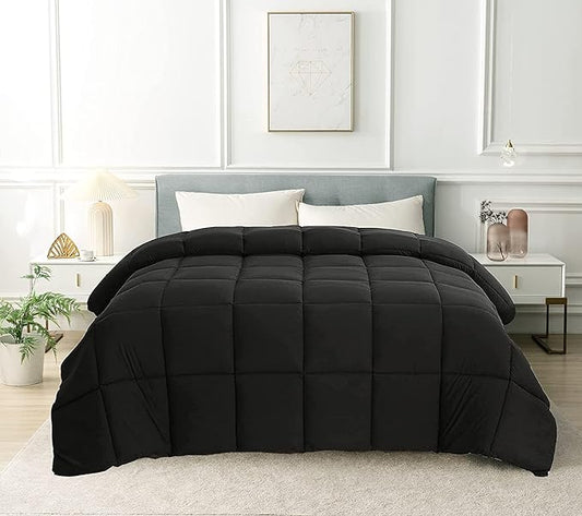 Cozynight Down Alternative Comforter-All Season Twin Comforters Duvet Insert with Corner Tabs-Breathable-Box Stitched Reversible Black Comforter 68x86 inches