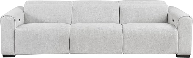 Lexicon Power Reclining Sectional Couches for Living Room-Modular Sectional Sofa, Wall Hugger, 3 Recliner Seats, Power Headrests, Charging Ports, 3 Seater Couch, Chenille Cloud
