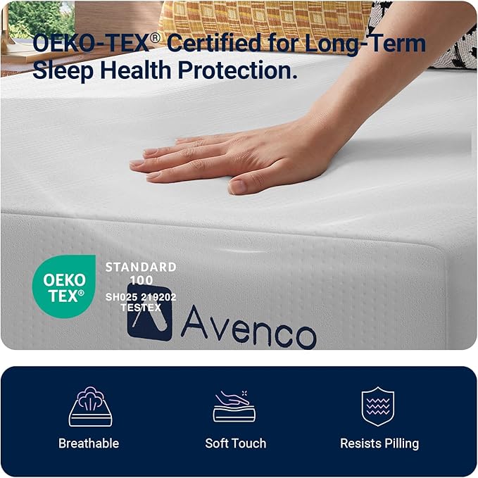 Avenco 12 Inch Queen Gel Memory Foam Mattress, Open-Cell Breathable Foam for Cooling Night Sleep, Removable Washable Cover, CertiPUR-US Certified Queen Size Mattresses in a Box