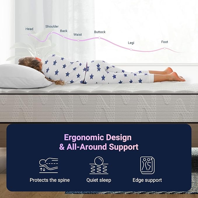 Novilla 6 Inch Twin Mattress in a Box, Hypoallergenic & Back Pain Relief, Hybrid Twin Mattresses with Smarts Coils, Fiberglass Free CertiPUR-US Certified Colchones No Box Spring Needed