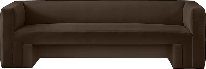 Meridian Furniture 665Brown-S Henson Collection Modern | Contemporary Velvet Upholstered Sofa with Rich Brown Velvet, Solid Wood Frame, 89.5" W x 34.5" D x 28" H, Brown