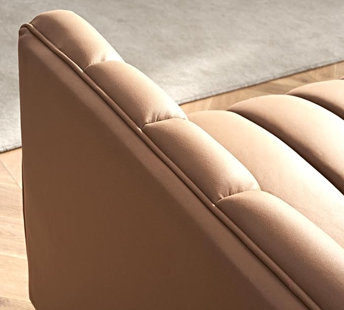 Direct Glam Fabric Upholstered Solid Wood Frame 82.7" Art Deco Sofa for Living Room, Office, Sophisticated 3 Seater Couch, Brown