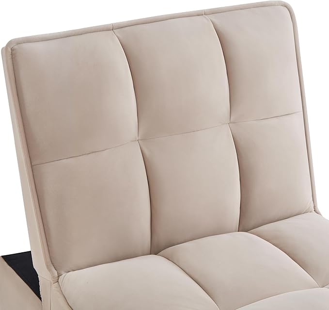 Ball & Cast 4 in 1 Convertible Sleeper Chair, Velvet Single Sofa Bed with Side Pockets,Pull Out Couch with Adjustable Backrest and Pillow, Multi-Function Chaise Lounge for Livingroom,Taupe