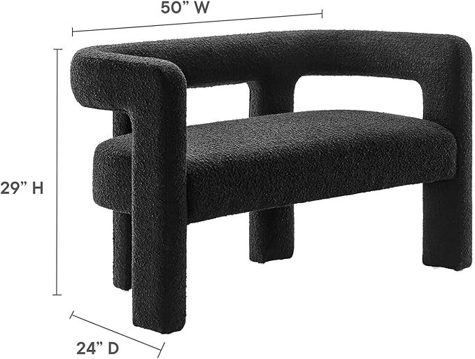 Modway EEI-6477-BLK Kayla Boucle Upholstered Loveseat, Black