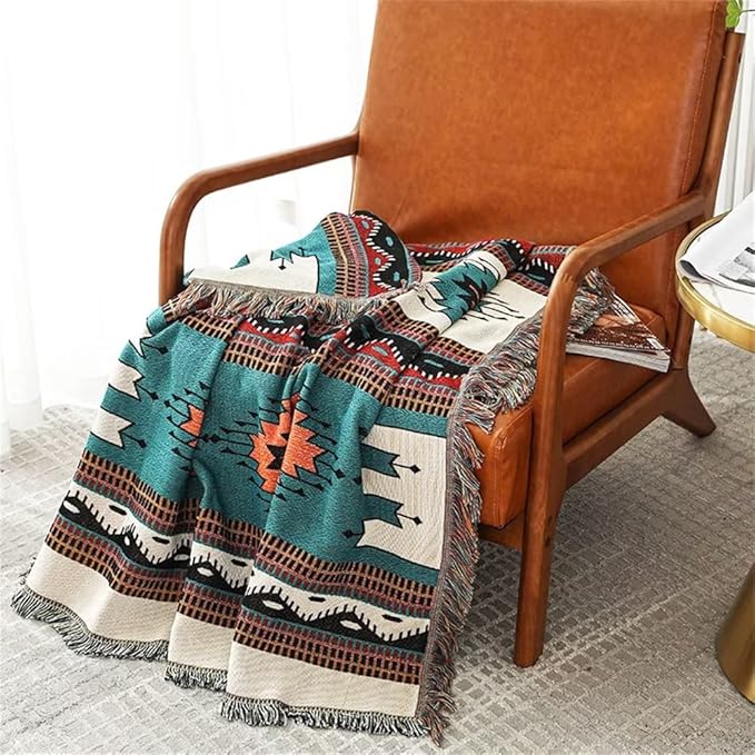 Lqprom Southwest Throw Blankets Aztec Southwestern Throws Cover Boho Native American Blankets for Gift Sofa Table Bed Living Room Decor Outdoor Camping Picnic Tent Beach Car Traveling 63"x87"