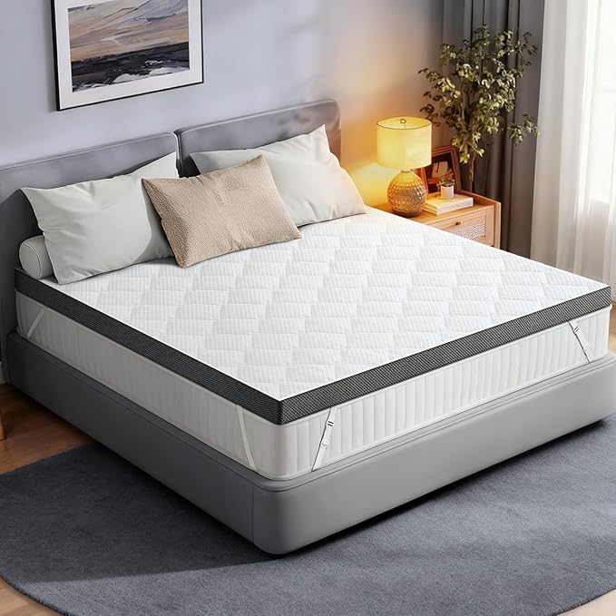 Glendan Full XL Mattress Topper: Extra Firm Bed Topper 3 Inch - High Density Foam Extra Support for Pain Relief - Breathable Washable Cover with Anti-Slip Strap - CertiPUR-US Oeko-Tex Certified 80x54