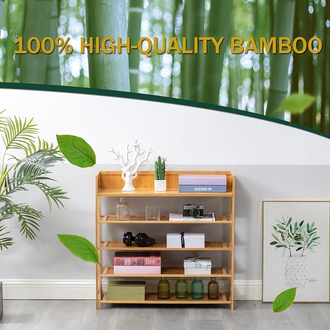 latifolia Bamboo Shoe Rack, 5-Tier Shoe Rack Organizer for Entryway, Living Room(Nature, 31.4''L) - Image 5