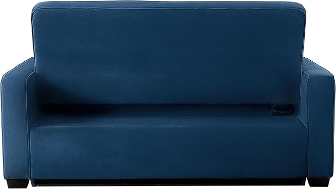 Serta Ainsley 72.6" Convertible Sleeper Sofa, Queen Size, Dreamcoil Comfort, Soft Velvet Fabric, Navy