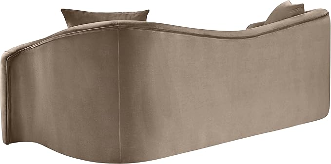 Meridian Furniture 44052Taupe-S Destin Collection Modern | Contemporary Sofa with Ultra Luxe Taupe 460 GSM Velvet, Rich Curves, 91" W x 34.5" D x 31" H, Taupe