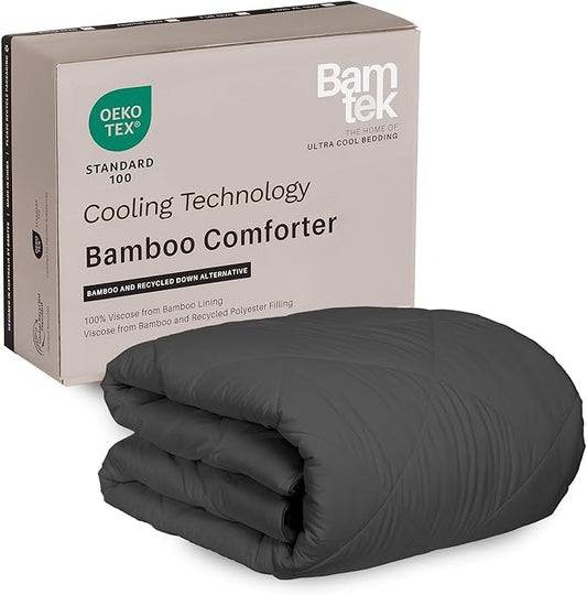 Cooling Comforter Oversized King – Lightweight All Season Down Alternative Duvet Insert, Hypoallergenic Plush Fill, 100% Viscose from Bamboo Cover - Charcoal, 116"x 98"