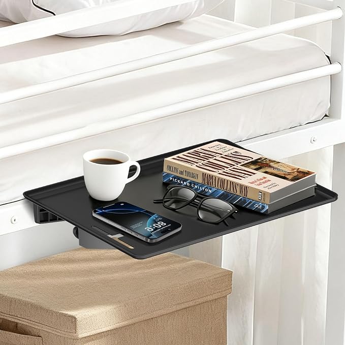 Bedside Shelf for Bunk Bed & Dorm, College Essentials, Loft Bed, Floating Desk Tray, Bedside Caddy with Storage, Loft Nightstand Decor - Cable Organizer, Black by Unknown