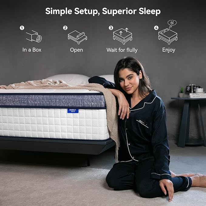Full Size Mattress, 12 Inch Hybrid Full Mattress in a Box, Memory Foam Individual Pocket Springs, Medium Firm Comfort, Motion Isolation, Ideal for All Sleep Positions, CertiPUR-US Certified