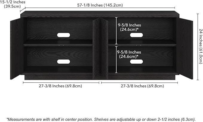 Henn&Hart Hanson, 57" Rectangular TV Stand, Black Grain - Image 3