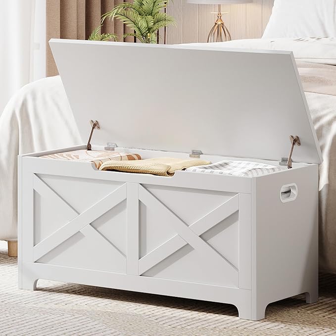 GAOMON Storage Chest, Wooden Storage Bench, Modern Style Lift-Top Shoes Bench with Safety Hinge for Entryway, Bedroom, Living Room, Supports 300 Lb and Easy Assembly by GAOMON