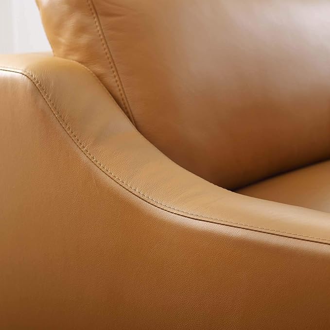 Modway Harness Stainless Steel Base Leather Armchair, Tan