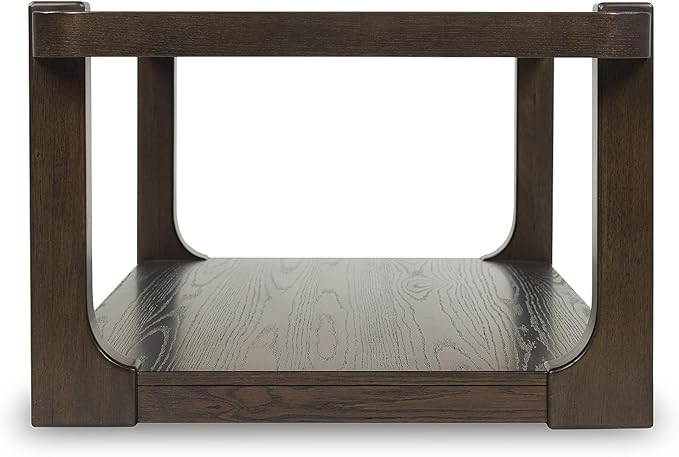 Signature Design by Ashley Breckington Contemporary Coffee Table with Lower Shelf and Casters, Dark Brown