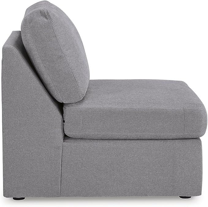 Signature Design by Ashley Modmax Stain Resistant Urban Modular Straight 5-Piece Sectional with Reversible Cushions, Removable Covers and 2 Accent Pillows, Light Gray