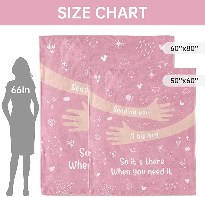 Afterprints Get Well Gifts for Women, Hug/Healing Blanket, Thinking of You/Breast Cancer/Sympathy/After Surgery Gifts for Friends, Sister, Coworkers, Soft Throw Blankets 60'' x 80''