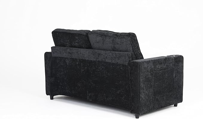 ERYE Foldable Loveseat Sofa Convertible Pull Out Sleeper Sofabed,2 Seat Tufted Upholstered Sofa Modern Convertible Sleeper Couch Bed with Cupholders and Side Pockets