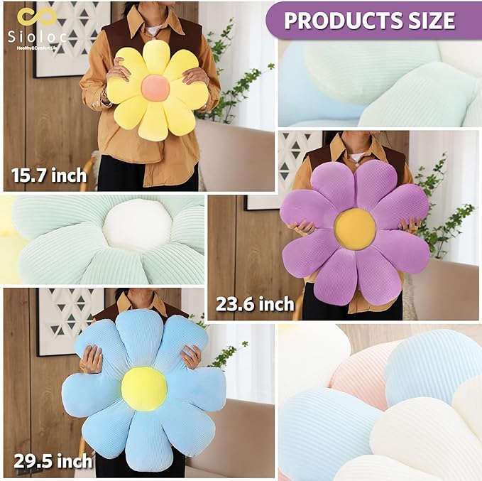 Sioloc Flower Shaped Throw Pillow, Lavender, 23.6" (1 Count)
