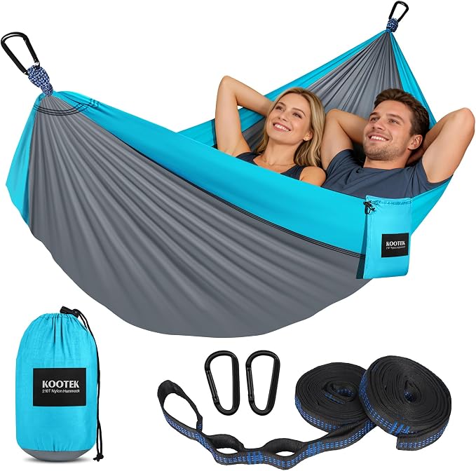 Kootek Camping Hammock, Portable Hammocks with Tree Straps & Attached Carry Bag, Camping Essentials Gear, Perfect for Outside Indoor Hiking Beach Backpack Travel by Kootek