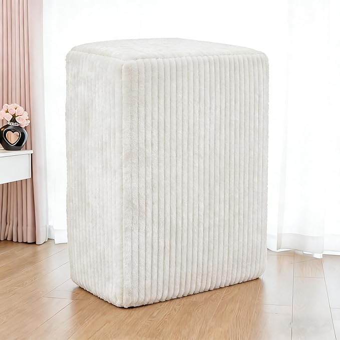 37.4" Plush Corduroy Ottoman, Upholstered Cloud Ottoman for Boneless Couch in a Box, Modular Sectional Couches for Living Room, Compressed Memory Foam, No Assembly Require, White