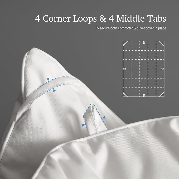 Hotel Grand White Goose Down Fiber Comforter Full Queen Size - All Season Fluffy Hotel Collection Duvet Insert Queen Medium Warmth Comforter with 1cm Breathable Panel, 90" x 90"