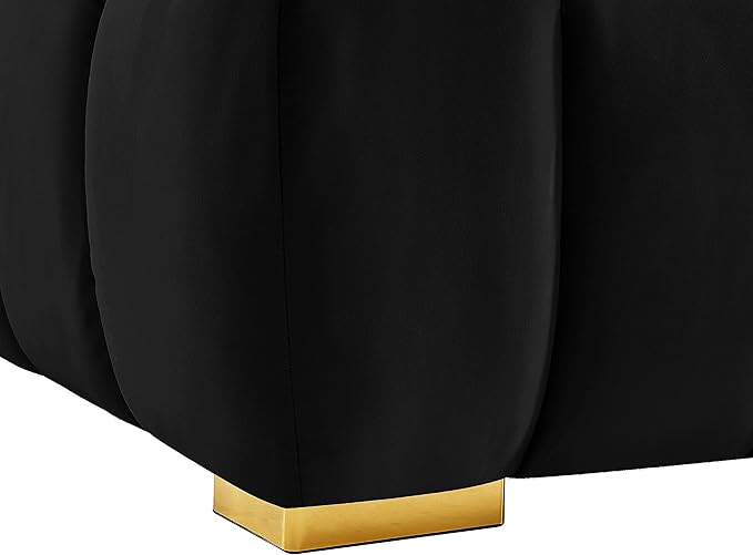 Meridian Furniture 670Black-L Gwen Collection Modern | Contemporary Velvet Upholstered Loveseat with Deep Biscuit Tufting