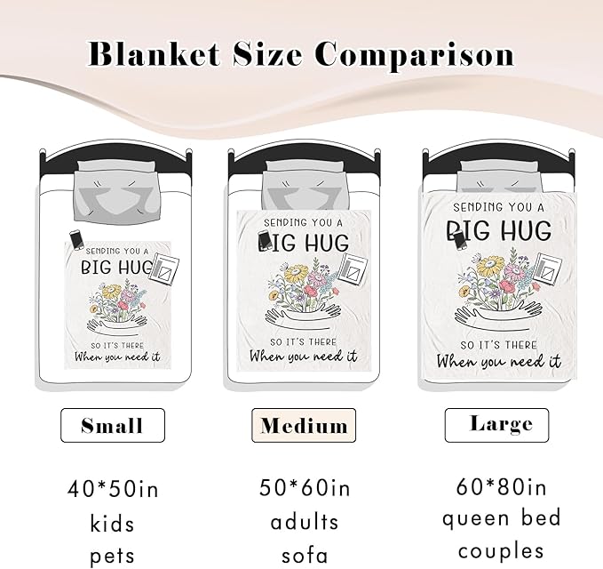 Get Well Gifts for Women/Men White Blanket 50"x60", Inspirational/Thinking of You/Cancer Care/Feel Better/Surgery Recovery Gifts for Women, Sympathy Gift, Soft Hug/Get Well/Healing Blanket