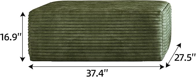 107" U Shaped Cloud Corduroy Couch with Ottoman, Comfy Sectional Boneless Couches for Living Room Bedroom, Deep Seat Sleeper Compression Sofa, No Assembly, Left Facing Chaise, Green