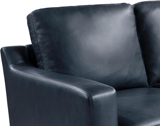 Serta Triton 55.5" Loveseat, Transitional Modern, Dreamcoil Comfort, Metal Legs, Vegan Leather, Navy Blue