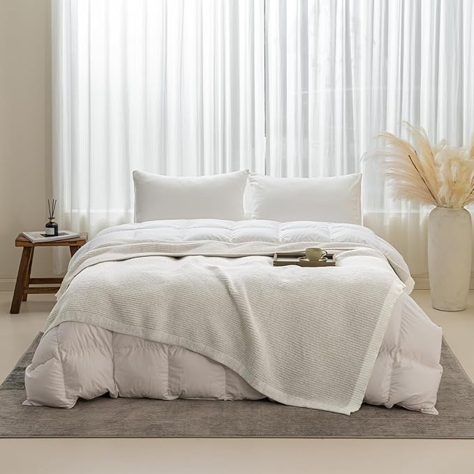 MH MYLUNE HOME Ultra Soft Ribbed Throw Blanket for Couch 60x80 Inches Luxurious Super Cozy Fluffy Microfiber Blanket Plush Warm Reversible Throw Blankets for Sofa Bed - Beige 60 x 80 Inches
