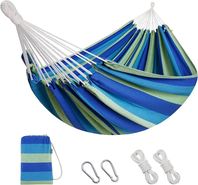 2 Persons Hammock - Portable Camping Bed for Patio, Backyard, Porch, Outdoor and Indoor Use - Soft Cotton Hammock with Carrying Bag by INNOSTAGE