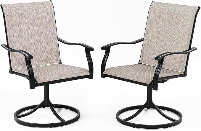 Outdoor Swivel Dining Chairs Set of 2, Textilene Patio Swivel Chair All Weather Outdoor Dining Chairs 360 Degree Rotating Metal Patio Rocking Chair for Lawn, Porch, Garden, Backyard, Poolside - Image 9
