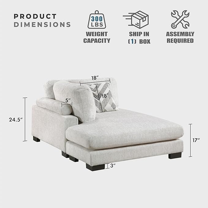 Lexicon Modular Sectional Sofa for Living Room, Textured Microfiber Reversible Chaise with 2 Pillows, Units of Modular Sectional Couch, Upholstered Chair for Customizable Sectional Sofa Couch, Beige