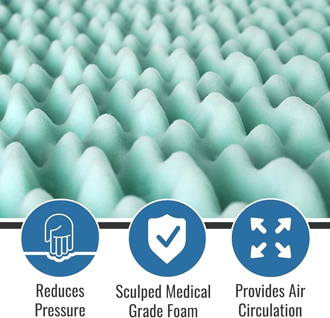 DMI Foam Mattress Topper, Egg Crate Foam Pad, Mattress Pad and Bed Topper for Support, Air Circulation, Pressure Relief and Weight Distribution, Full Size Mattress, 50 x 72 x 2, Blue