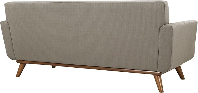 Modway Engage Mid-Century Modern Upholstered Fabric Loveseat in Granite