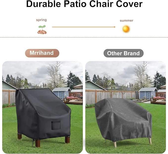 Mrrihand Patio Chair Covers Waterproof, Lounge Deep Seat Cover, Heavy Duty Outdoor Lawn Patio Furniture Covers (31" W x 33" D x 36" H - 2 Pack) - Image 6