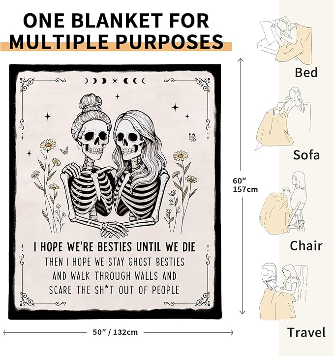 Bestie Gifts for Women, Flannel Soft Best Friend Blanket Decorations, for Women, Bestie BFF Bestfriend Present for Female - 50" x 60"