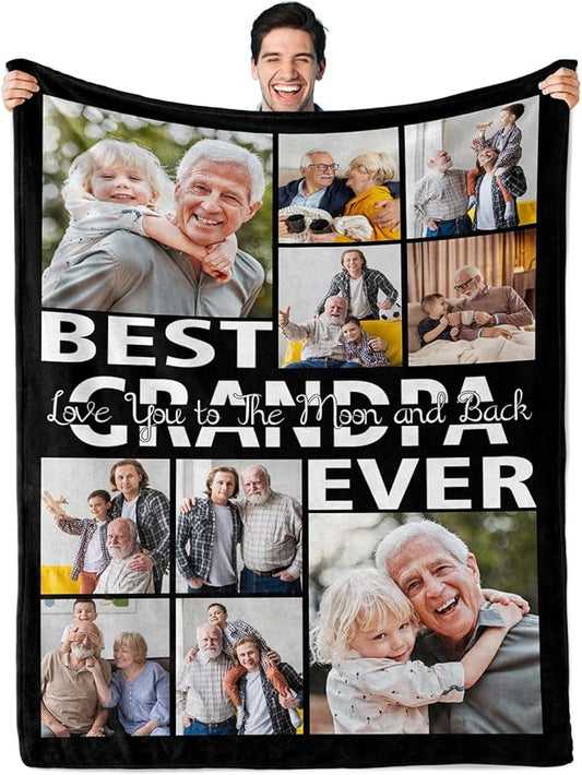 ROMANDY Ships Next Day Custom Blanket with Picture Customized Banket Personalized Throw Blankets Customizable Photo Blankets Customize Gifts for Mom Dad Girlfriend Boyfriend Wife Husband Her Him