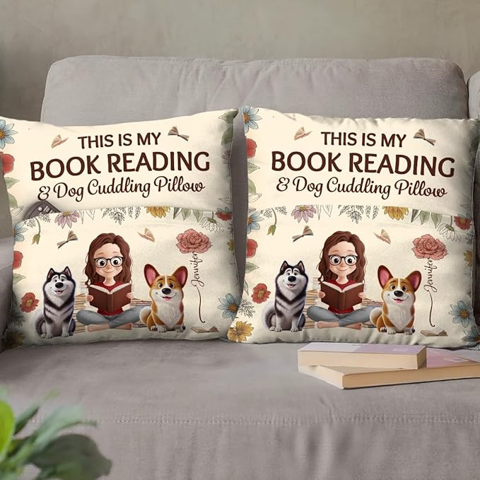 Custom Pocket Pillow, Personalized Bookish Gifts for Book Lovers, Bookworms, Readers, Books with Little Paws, Reading Gift for Bookworm, Throws Pillow Gift for Librarians