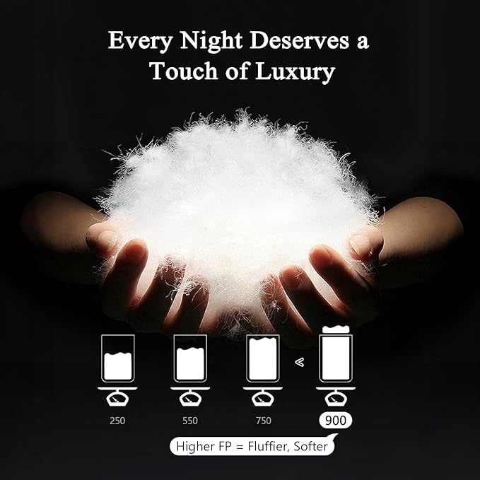 DWR Superior Luxury Feather Down Comforter Oversized Full/Queen Size, Ultra-Soft Rose-Silk Cotton-Blend Fabric, High FP All Season Medium Warmth Bed Duvet Insert(98"x98", White)