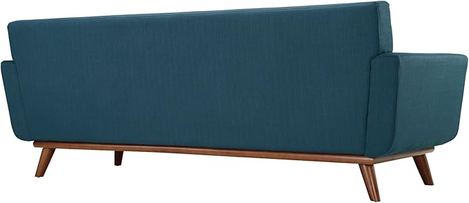Modway Engage Mid-Century Modern Upholstered Fabric Sofa in Azure