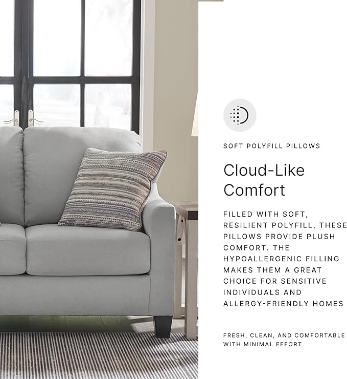 Signature Design by Ashley Adlai Casual Loveseat with 2 Toss Pillows, Light Gray